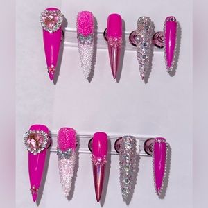 Custom Order 3XL Stilletto Press Ons with Charms